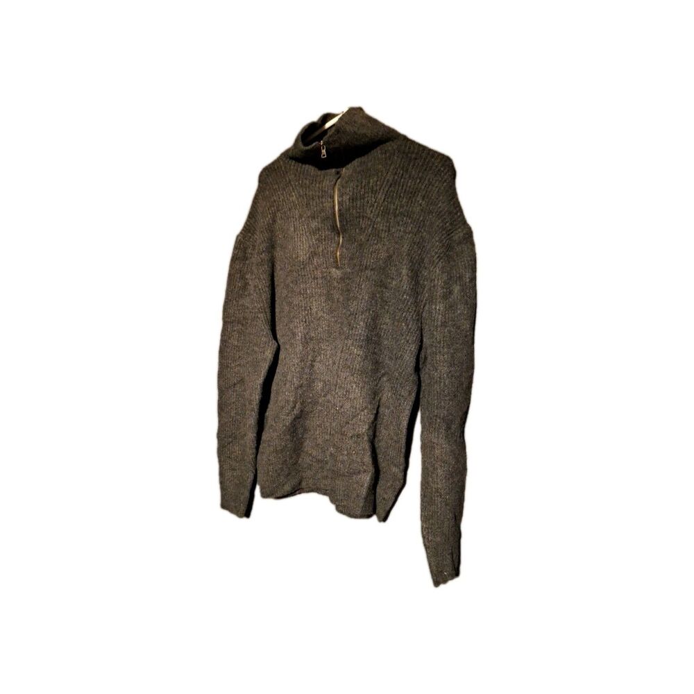 AND NOW THIS CHARCOAL GRAY SMALL FUNNEL NECK HALF ZIP KNIT SWEATER MENS NWT NEW